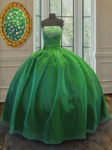 Green Sleeveless Sequins Floor Length Quinceanera Dresses