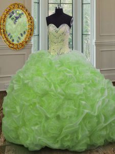 Sleeveless Sweep Train Beading Quince Ball Gowns
