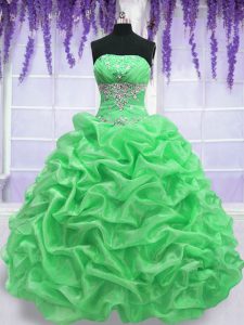 New Arrival Sleeveless Lace Up Floor Length Beading Quinceanera Gown