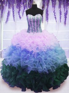 Elegant Ruffled Floor Length Ball Gowns Sleeveless Multi-color Ball Gown Prom Dress Lace Up