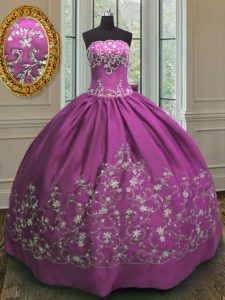 Dynamic Fuchsia Sleeveless Embroidery Floor Length Sweet 16 Quinceanera Dress