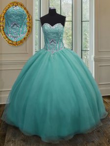 Organza Sleeveless Floor Length Quinceanera Gown and Beading