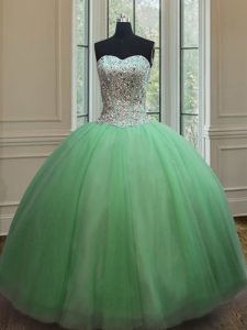 Beauteous Sleeveless Floor Length Beading Lace Up Quince Ball Gowns
