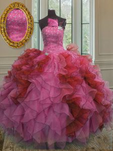 Hot Selling Multi-color Sleeveless Beading and Ruffles Floor Length 15 Quinceanera Dress
