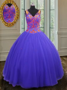 New Style Tulle Sleeveless Floor Length 15 Quinceanera Dress and Beading