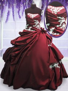Halter Top Burgundy Sleeveless Beading and Appliques and Pick Ups Floor Length Quinceanera Dress