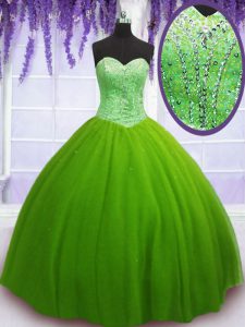 Sweet 16 Quinceanera Dress Military Ball and Sweet 16 and Quinceanera and For with Beading Sweetheart Sleeveless Lace Up