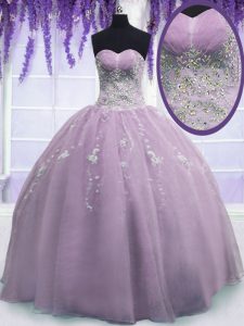 Stunning Organza Sleeveless Floor Length Sweet 16 Dress and Beading