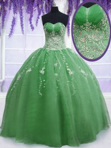 Popular Organza Sleeveless Floor Length Quinceanera Dress and Beading