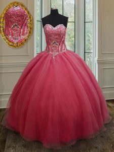 Pink Sweetheart Neckline Beading and Ruching Quinceanera Dresses Sleeveless Lace Up