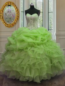 Lace Up Quinceanera Dresses Beading and Pick Ups Sleeveless Floor Length