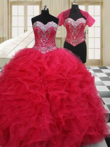 Sexy Sleeveless Beading Lace Up Quinceanera Gown