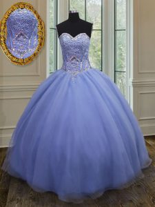 Latest Ball Gowns Quinceanera Gowns Lavender Sweetheart Organza Sleeveless Floor Length Lace Up
