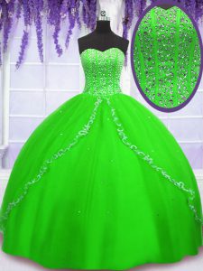 Beading Quinceanera Gowns Lace Up Sleeveless Floor Length