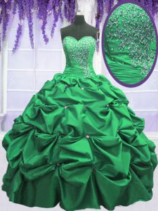 Customized Sleeveless Lace Up Floor Length Beading and Pick Ups Quince Ball Gowns