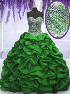 Best Selling Lace Up Strapless Beading and Sequins and Pick Ups Sweet 16 Quinceanera Dress Taffeta Sleeveless