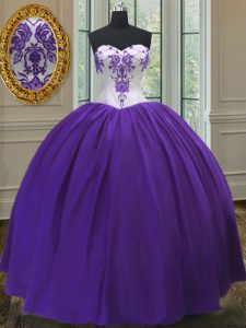 Eggplant Purple Lace Up Sweetheart Beading Quinceanera Dress Taffeta Sleeveless