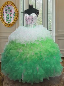 Sumptuous Multi-color Vestidos de Quinceanera Military Ball and Sweet 16 and Quinceanera and For with Beading and Ruffles and Sashes ribbons Sweetheart Sleeveless Lace Up