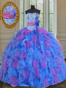 Extravagant Floor Length Ball Gowns Sleeveless Multi-color Ball Gown Prom Dress Lace Up