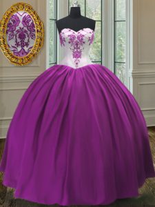 Purple Taffeta Lace Up Sweetheart Sleeveless Floor Length Quinceanera Gowns Beading