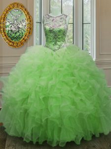 Latest Scoop Floor Length Ball Gowns Sleeveless Quinceanera Gown Lace Up