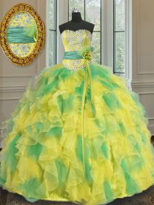 Halter Top Multi-color Sleeveless Organza Lace Up 15 Quinceanera Dress for Military Ball and Sweet 16 and Quinceanera