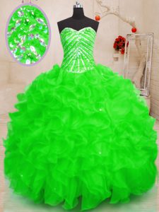Sequins Floor Length Sweet 16 Quinceanera Dress Sweetheart Sleeveless Lace Up