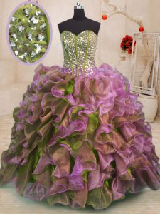 Multi-color Sleeveless Organza Side Zipper Sweet 16 Dress for Military Ball and Sweet 16 and Quinceanera