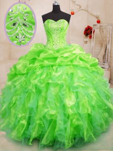 Designer Beading and Ruffles Sweet 16 Quinceanera Dress Lace Up Sleeveless Floor Length