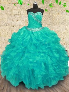 Customized Organza Sleeveless Floor Length 15th Birthday Dress and Beading