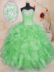 Free and Easy Sleeveless Beading and Ruffles Floor Length Quinceanera Dresses