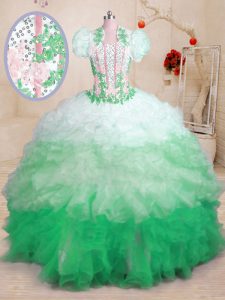 Discount Sweetheart Sleeveless Brush Train Lace Up Sweet 16 Quinceanera Dress Multi-color Organza