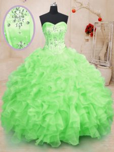 Fabulous Ball Gowns Sweet 16 Dresses Sweetheart Organza Sleeveless Floor Length Lace Up