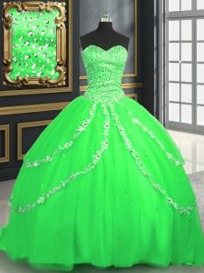 Designer Sweetheart Neckline Beading and Appliques Quinceanera Dresses Sleeveless Lace Up