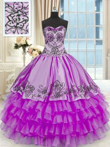 Sleeveless Beading and Embroidery and Ruffled Layers Lace Up Quinceanera Dresses