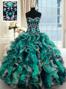 Suitable Sleeveless Appliques Lace Up Quinceanera Gowns