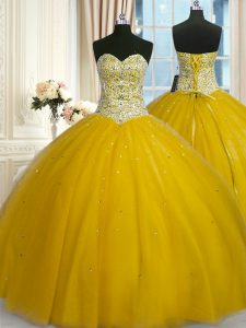 Spectacular Sleeveless Beading and Sequins Lace Up Quinceanera Gowns