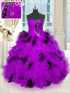Shining Multi-color Sleeveless Beading and Ruffles Floor Length 15th Birthday Dress