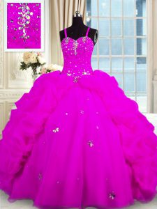 Sleeveless Lace Up Floor Length Beading and Pick Ups Sweet 16 Dresses
