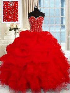 Floor Length Wine Red Quince Ball Gowns Sweetheart Sleeveless Lace Up