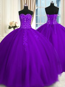 Stylish Floor Length Ball Gowns Sleeveless Purple Sweet 16 Quinceanera Dress Lace Up