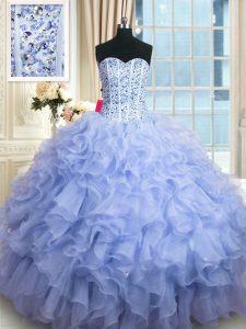 Popular Floor Length Ball Gowns Sleeveless Lavender Sweet 16 Quinceanera Dress Lace Up