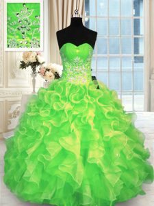 Custom Design Sleeveless Floor Length Beading Lace Up 15th Birthday Dress