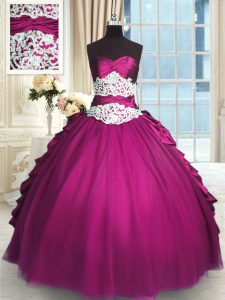 Sophisticated Sleeveless Lace Up Floor Length Beading and Lace and Ruching and Pick Ups Ball Gown Prom Dress
