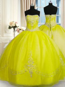 Eye-catching Sleeveless Lace Up Floor Length Beading and Embroidery Sweet 16 Quinceanera Dress