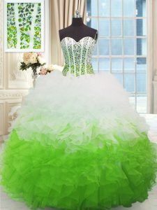 Organza Sleeveless High Low Quinceanera Dresses and Beading and Ruffles