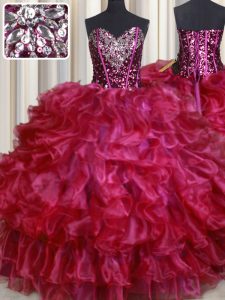 Fantastic Floor Length Hot Pink Ball Gown Prom Dress Sweetheart Sleeveless Lace Up