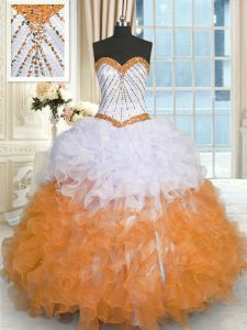 Excellent Multi-color Sleeveless Organza Lace Up Quinceanera Dresses for Military Ball and Sweet 16 and Quinceanera