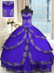Taffeta Sleeveless Floor Length Sweet 16 Dresses and Beading and Appliques and Ruffled Layers