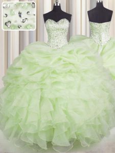 Superior Sleeveless Beading and Ruffles Lace Up 15 Quinceanera Dress